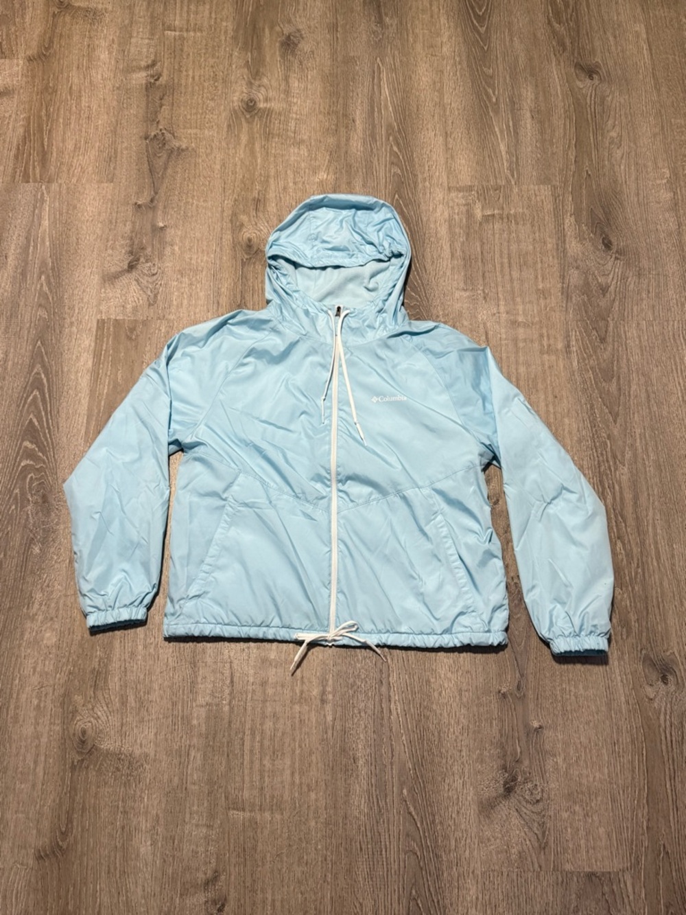 Columbia Pale Blue Hooded Bomber Jacket
